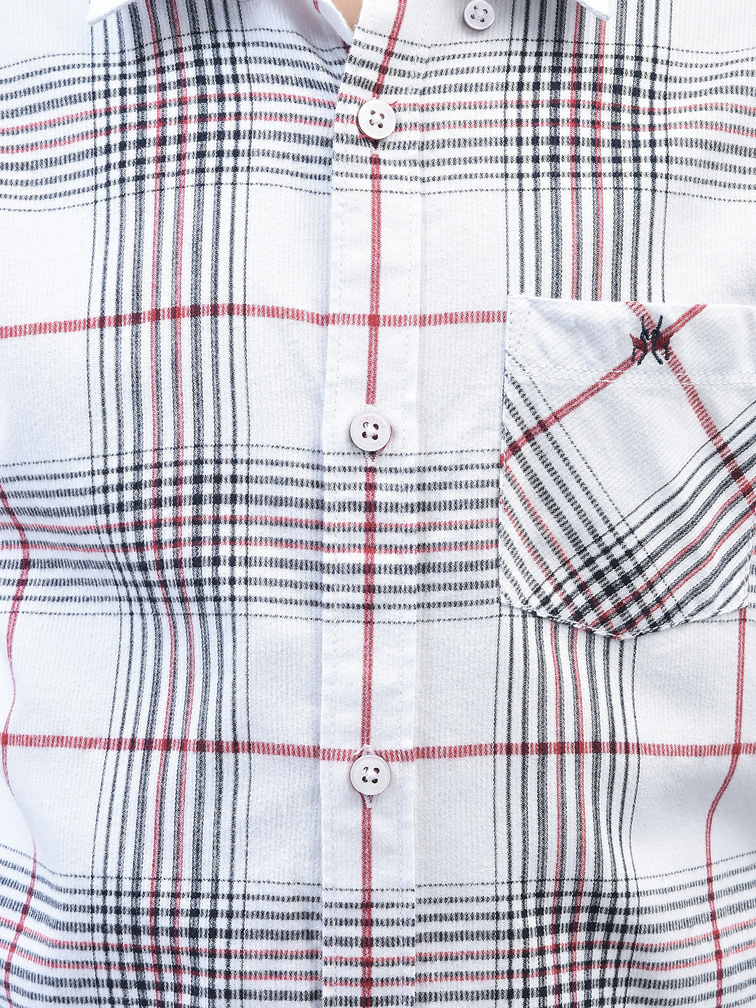 White Checked Shirt-Boys Shirts-Crimsoune Club