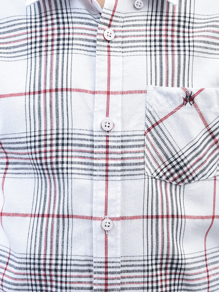 White Checked Shirt-Boys Shirts-Crimsoune Club