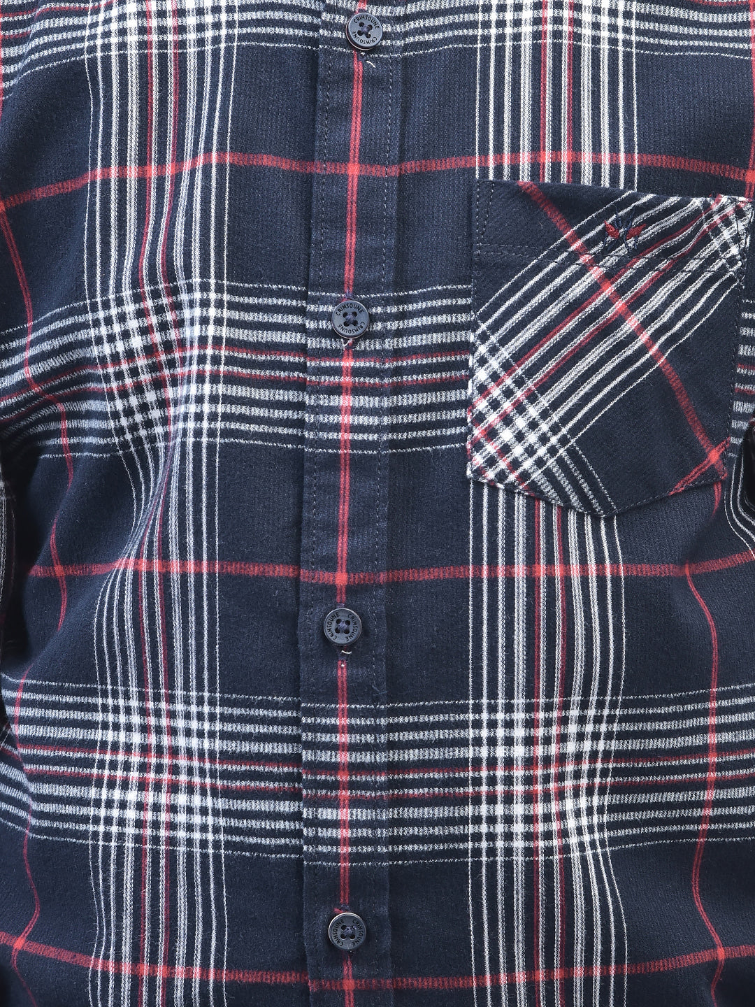 Navy Blue Checked Shirt-Boys Shirts-Crimsoune Club