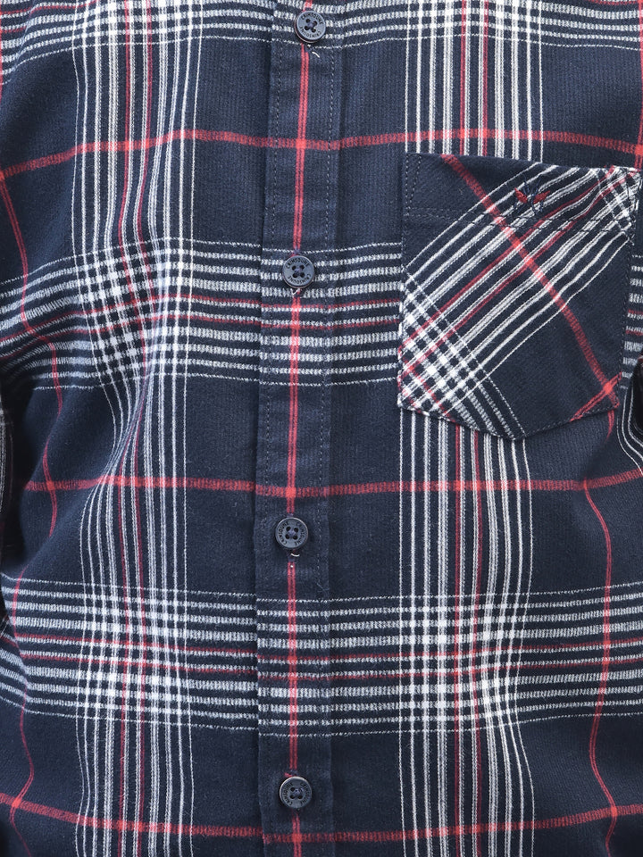 Navy Blue Checked Shirt-Boys Shirts-Crimsoune Club