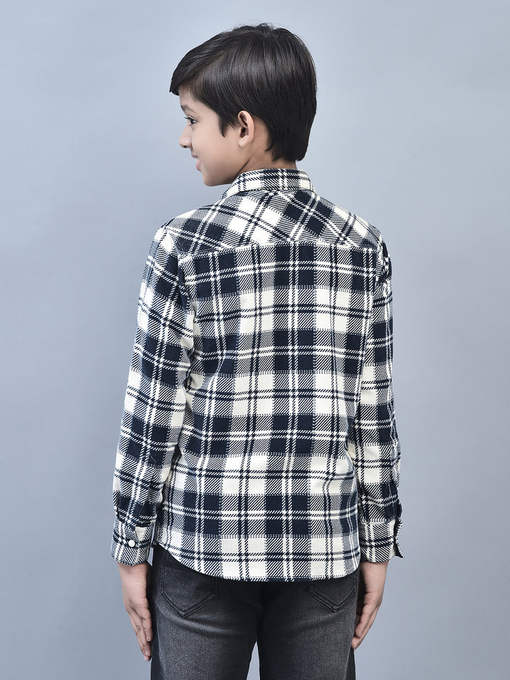 Navy Blue Checked Shirt-Boys Shirts-Crimsoune Club