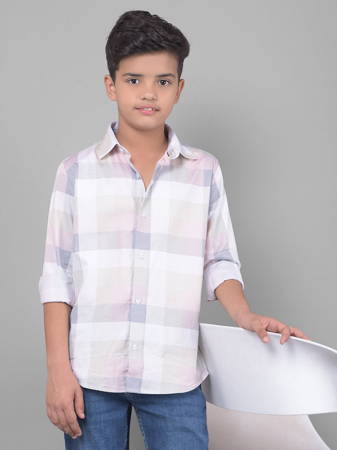 Pink Checked Shirt-Boys Shirts-Crimsoune Club