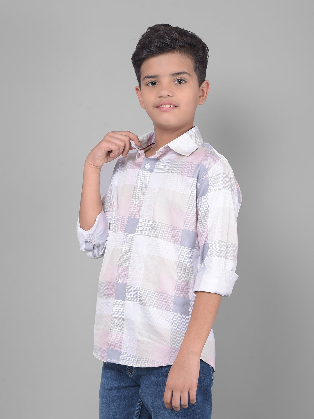 Pink Checked Shirt-Boys Shirts-Crimsoune Club