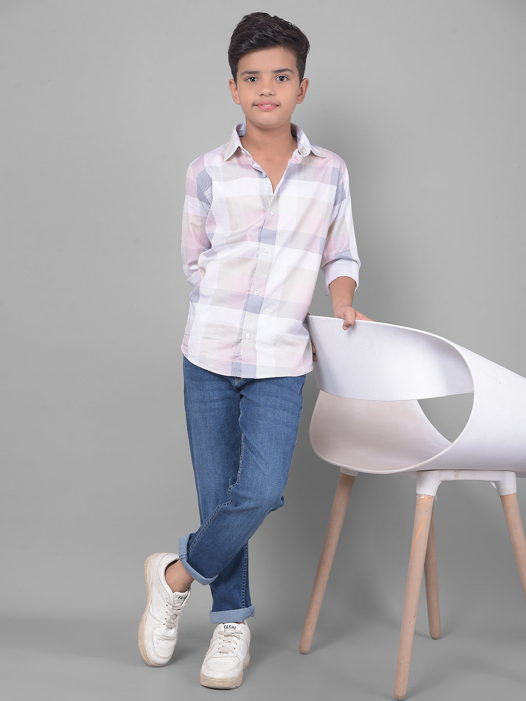 Pink Checked Shirt-Boys Shirts-Crimsoune Club