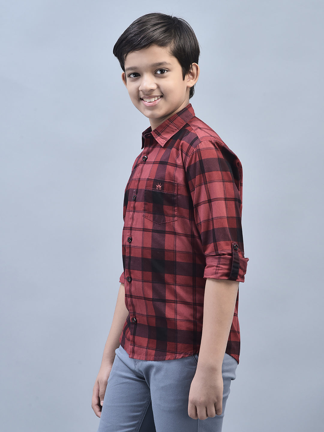 Maroon Checked Shirt-Boys Shirts-Crimsoune Club