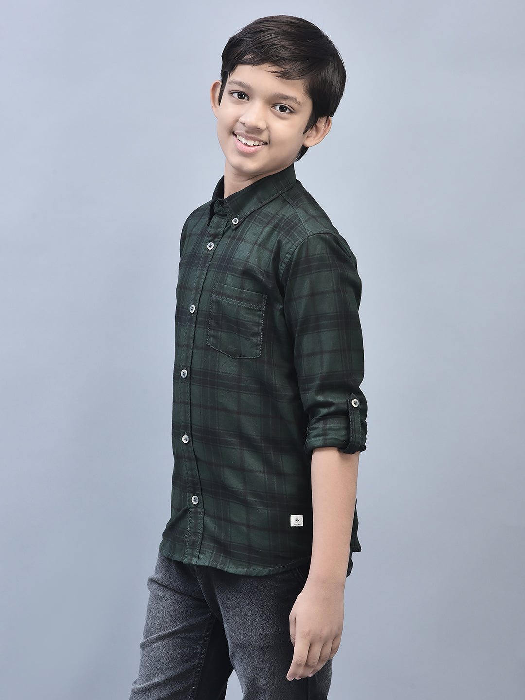 Green Checked Shirt-Boys Shirts-Crimsoune Club