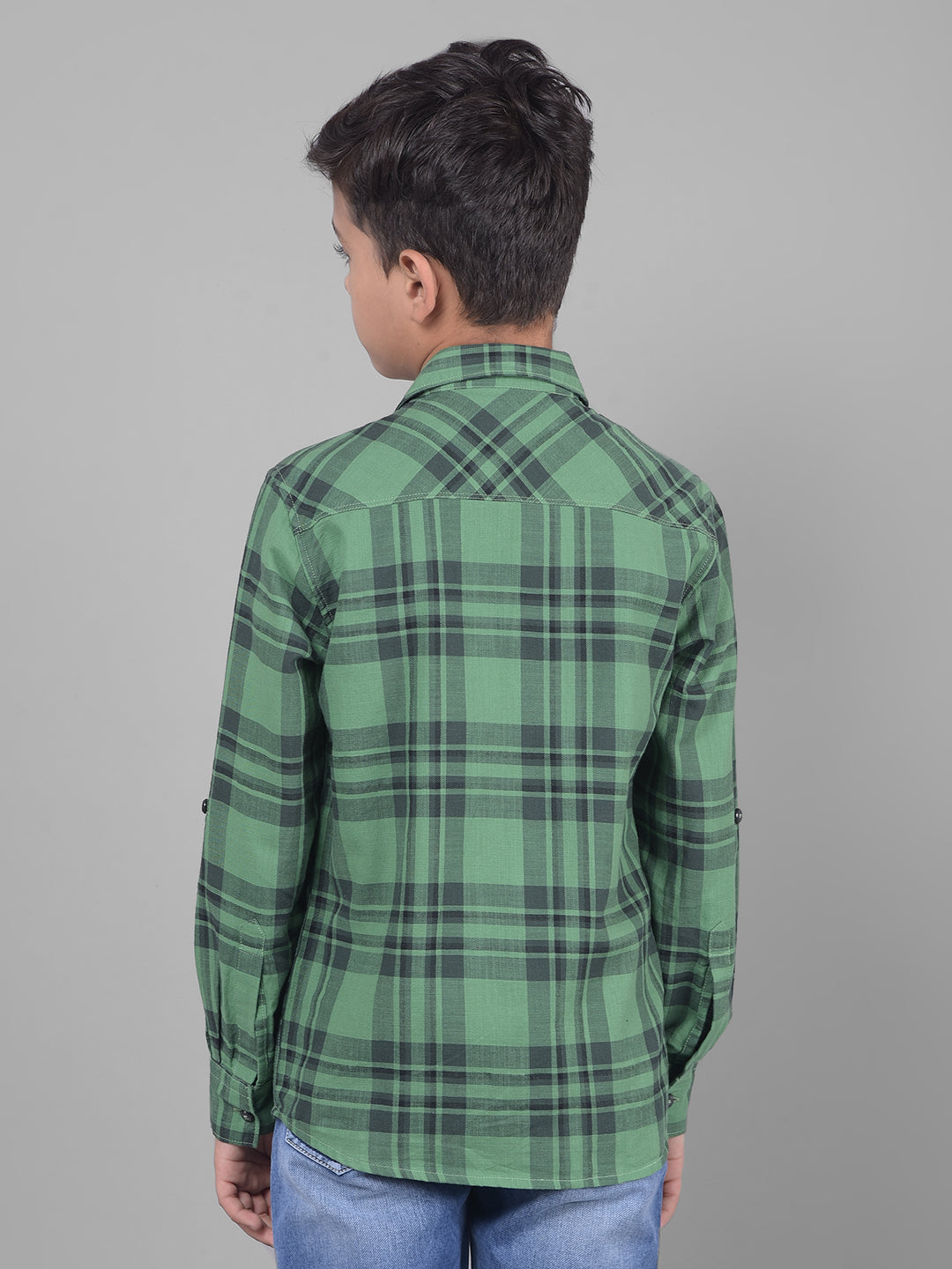 Green Checked Shirt-Boys Shirts-Crimsoune Club