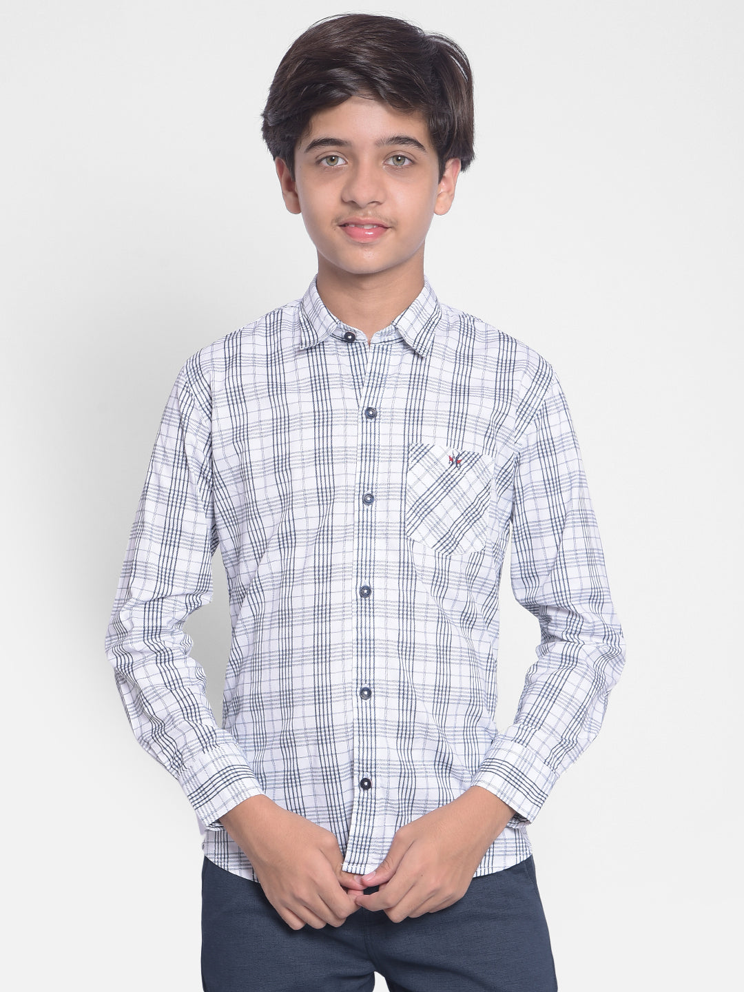 White Checked Shirt-Boys Shirts-Crimsoune Club