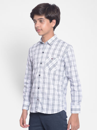 White Checked Shirt-Boys Shirts-Crimsoune Club