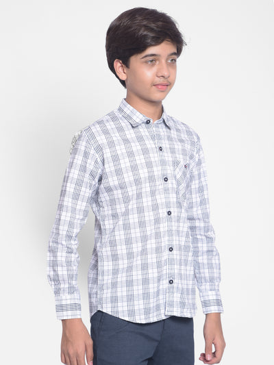 White Checked Shirt-Boys Shirts-Crimsoune Club