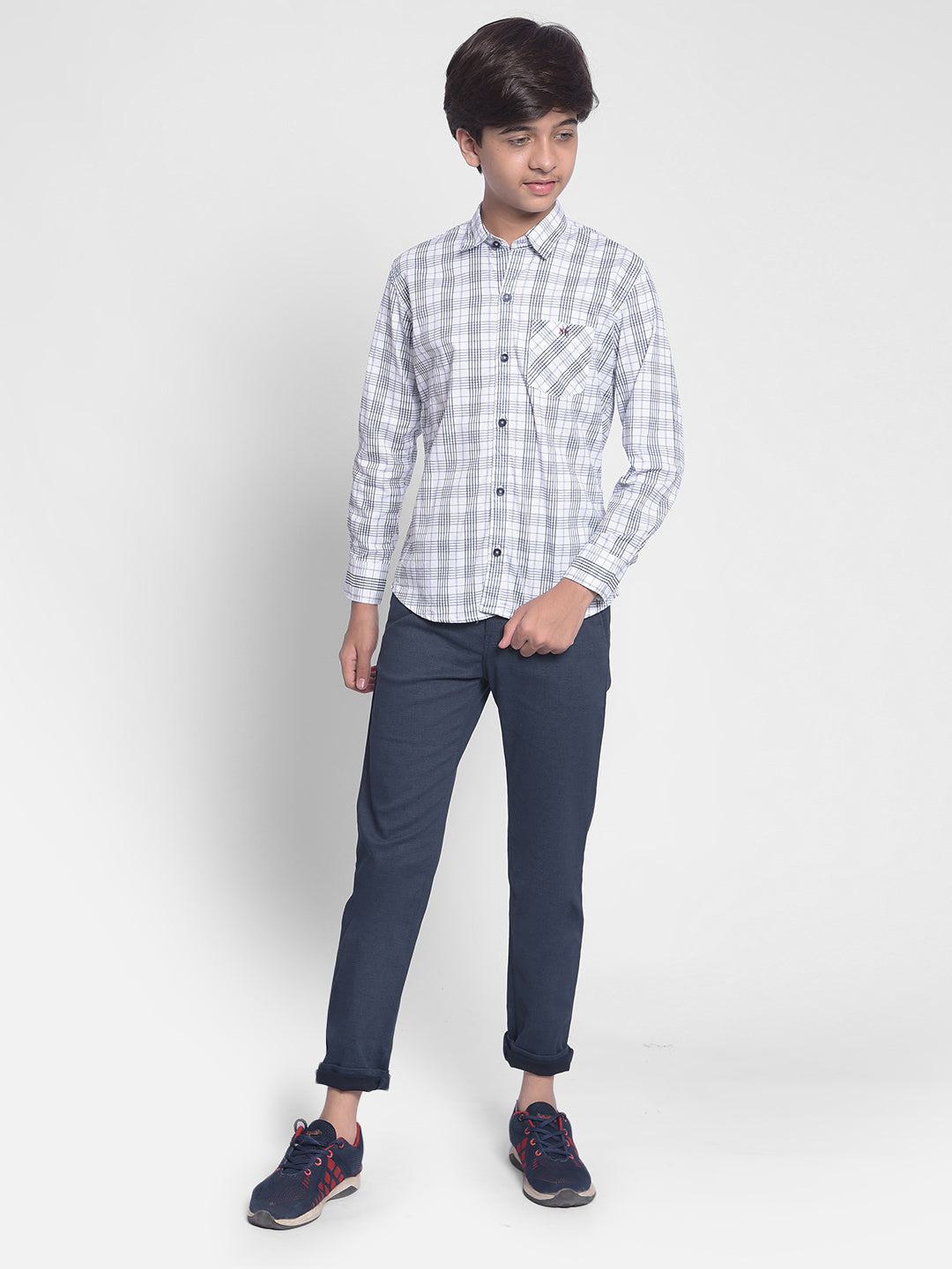 White Checked Shirt-Boys Shirts-Crimsoune Club