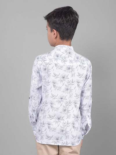 White Floral Kurta-Boys Kurtas-Crimsoune Club