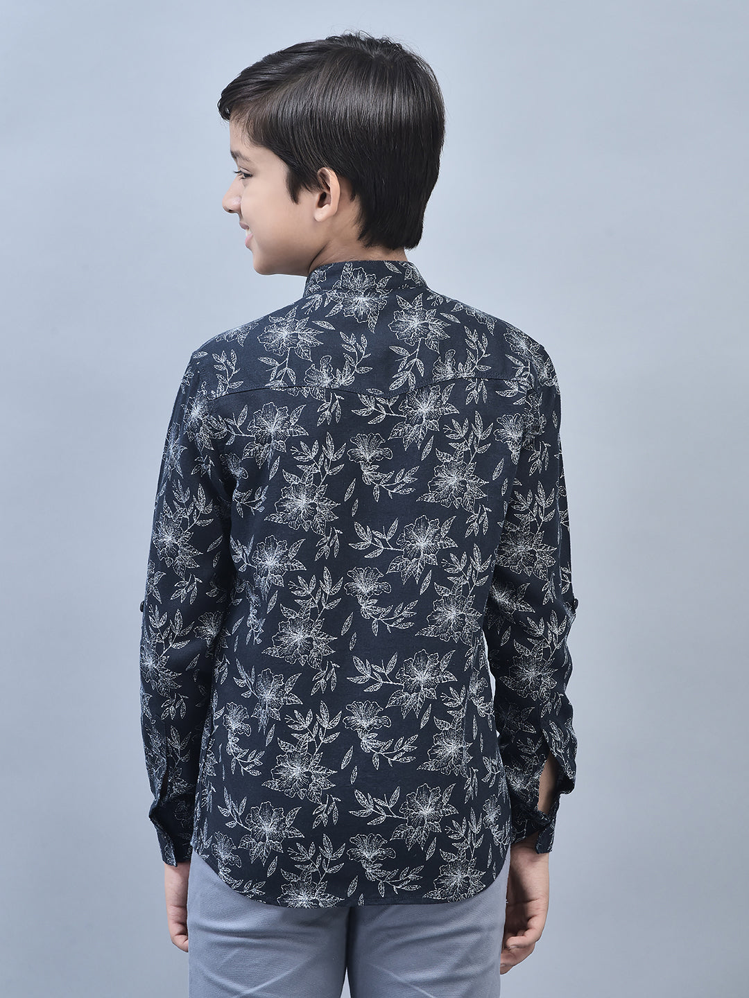 Navy Blue Printed Shirt-Boys Shirts-Crimsoune Club