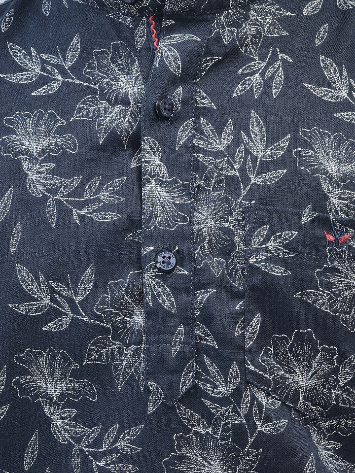 Navy Blue Printed Shirt-Boys Shirts-Crimsoune Club