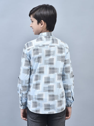 Blue Printed Shirt-Boys Shirts-Crimsoune Club