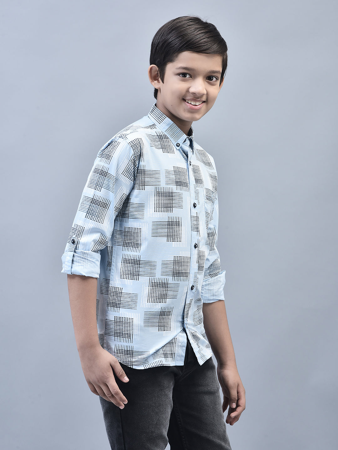 Blue Printed Shirt-Boys Shirts-Crimsoune Club