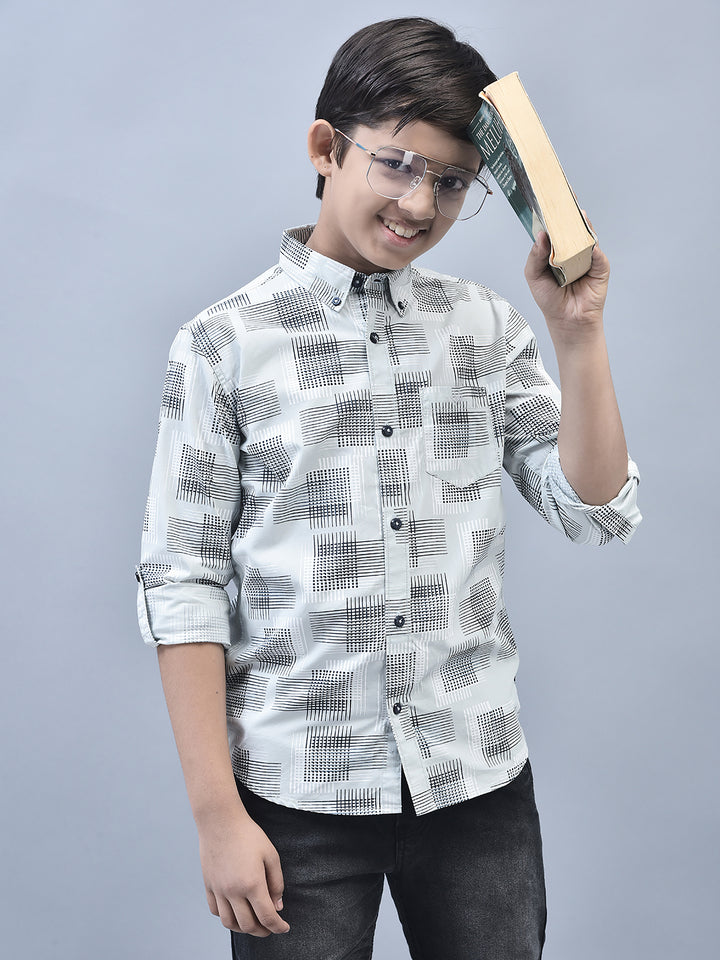 Grey Printed Shirt-Boys Shirts-Crimsoune Club