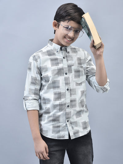 Grey Printed Shirt-Boys Shirts-Crimsoune Club