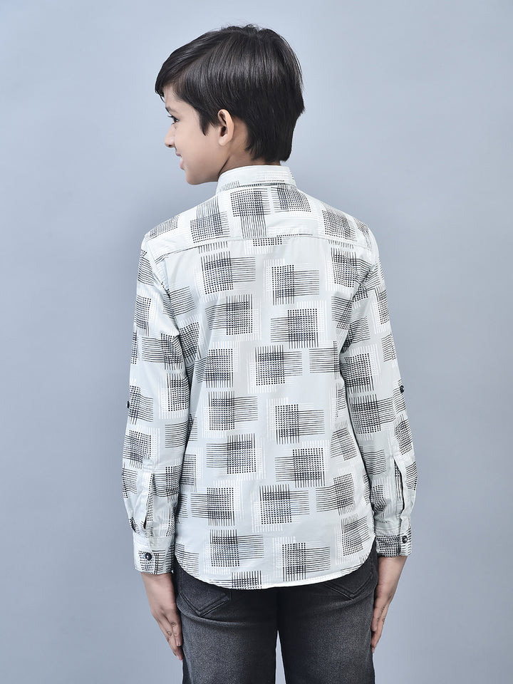Grey Printed Shirt-Boys Shirts-Crimsoune Club