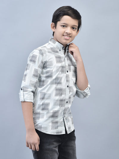 Grey Printed Shirt-Boys Shirts-Crimsoune Club