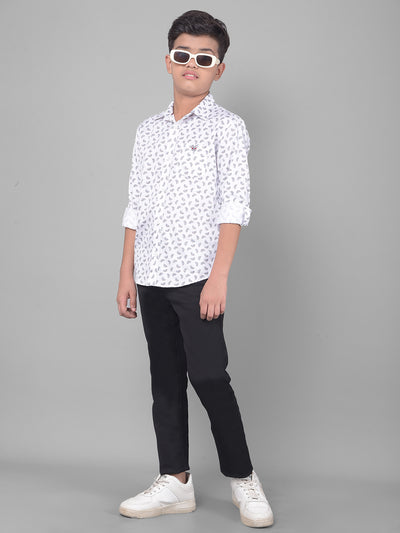 White Printed Shirt-Boys Shirts-Crimsoune Club