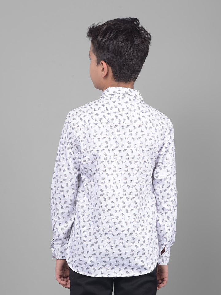 White Printed Shirt-Boys Shirts-Crimsoune Club