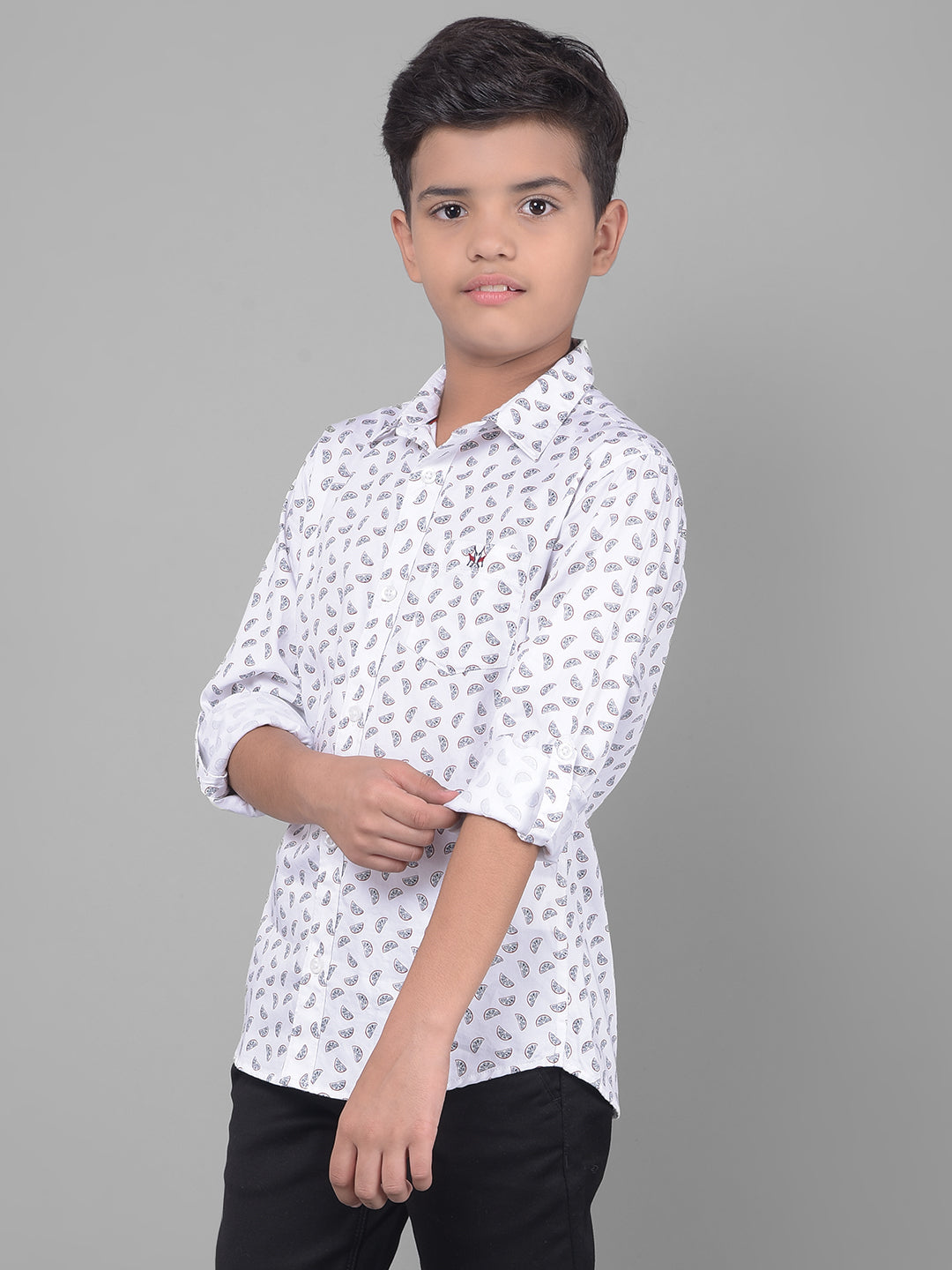 White Printed Shirt-Boys Shirts-Crimsoune Club