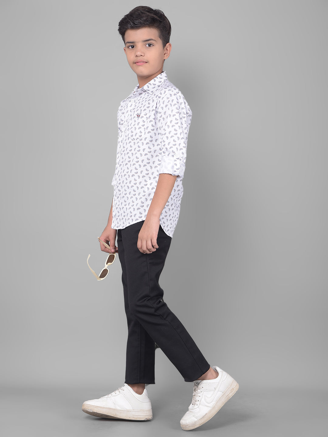 White Printed Shirt-Boys Shirts-Crimsoune Club