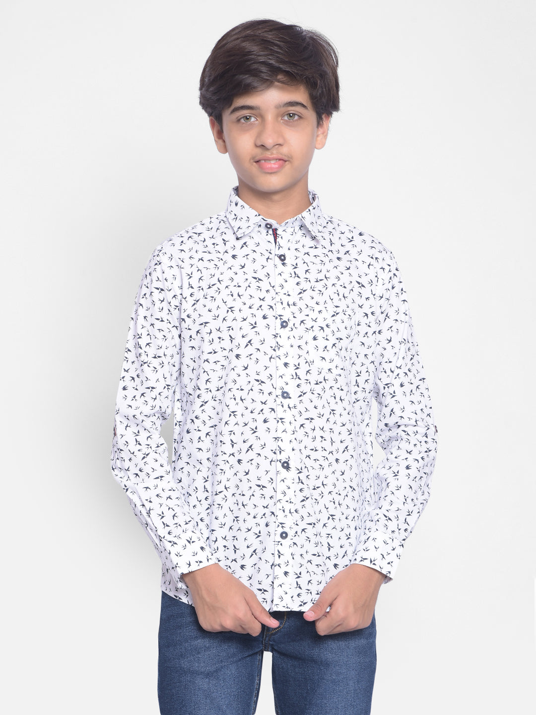 White Printed Shirt-Boys Shirts-Crimsoune Club