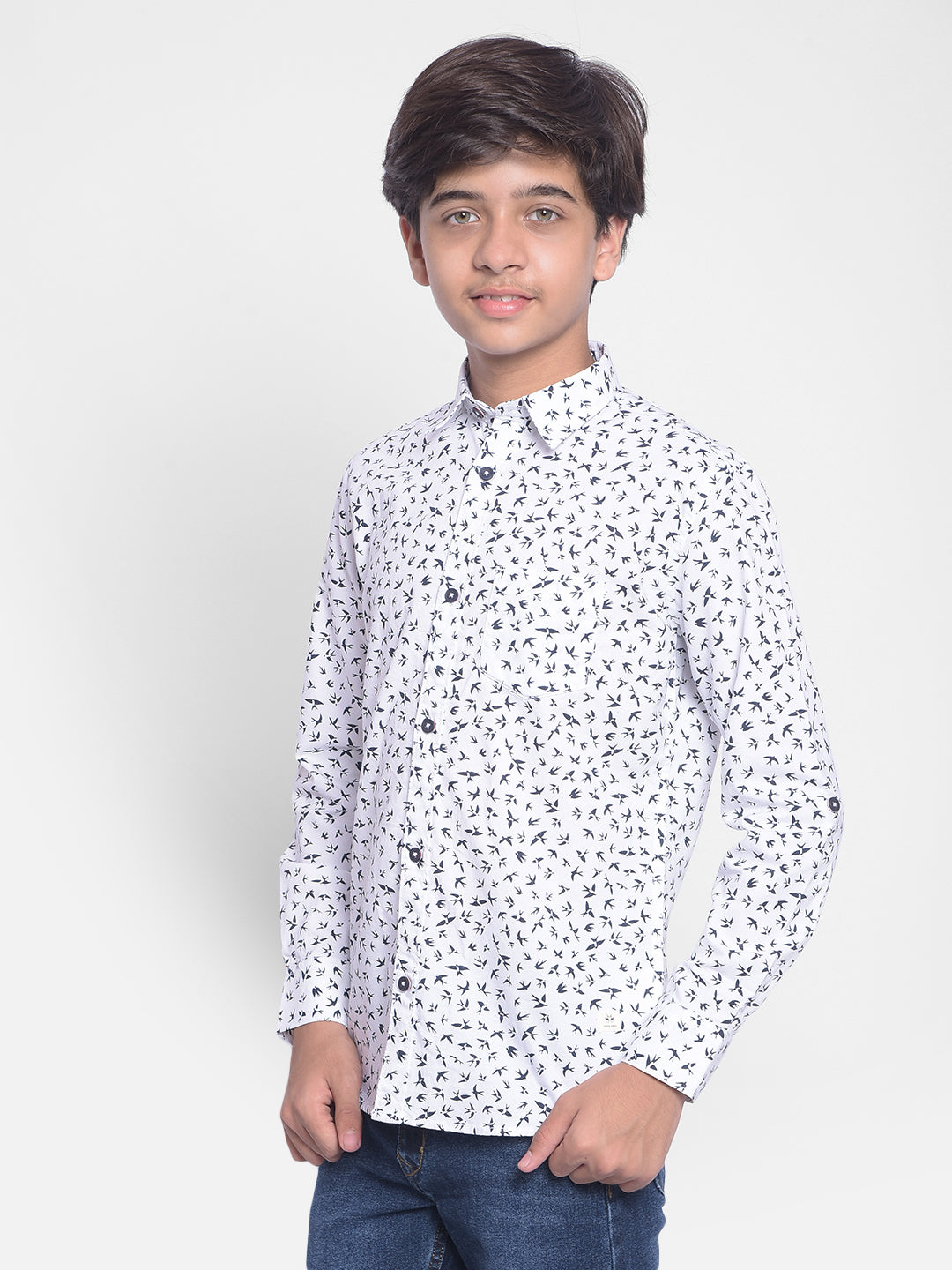 White Printed Shirt-Boys Shirts-Crimsoune Club