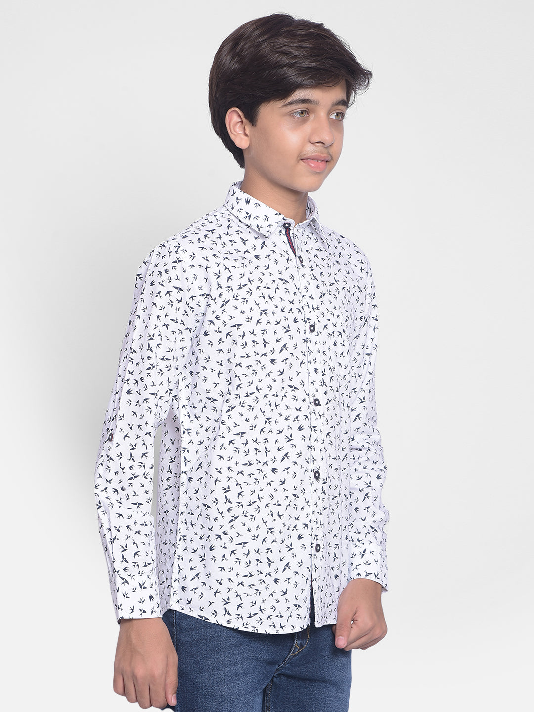 White Printed Shirt-Boys Shirts-Crimsoune Club