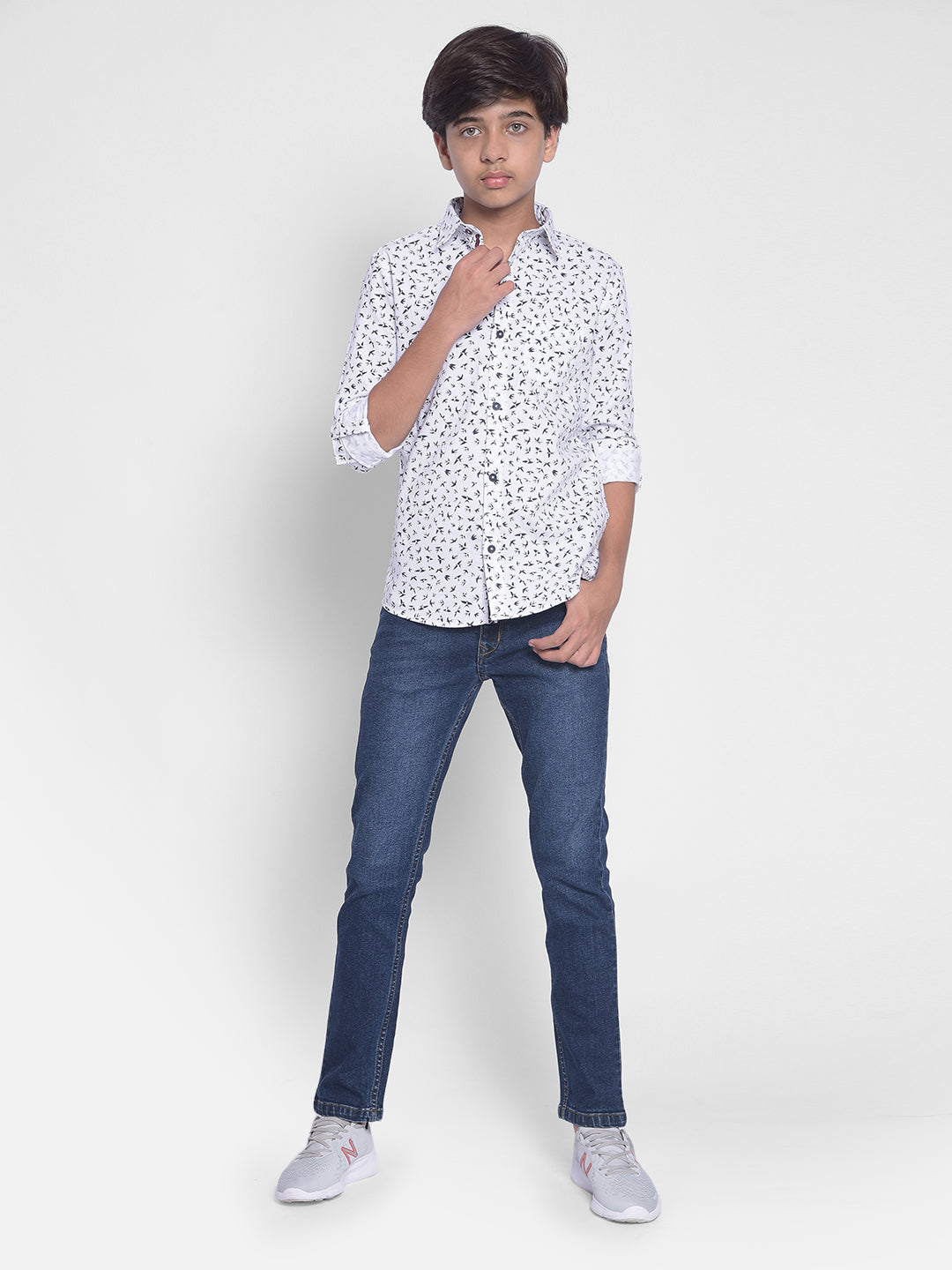 White Printed Shirt-Boys Shirts-Crimsoune Club