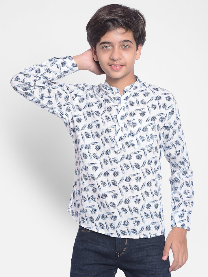 Blue Floral Kurta-Boys Kurta-Crimsoune Club
