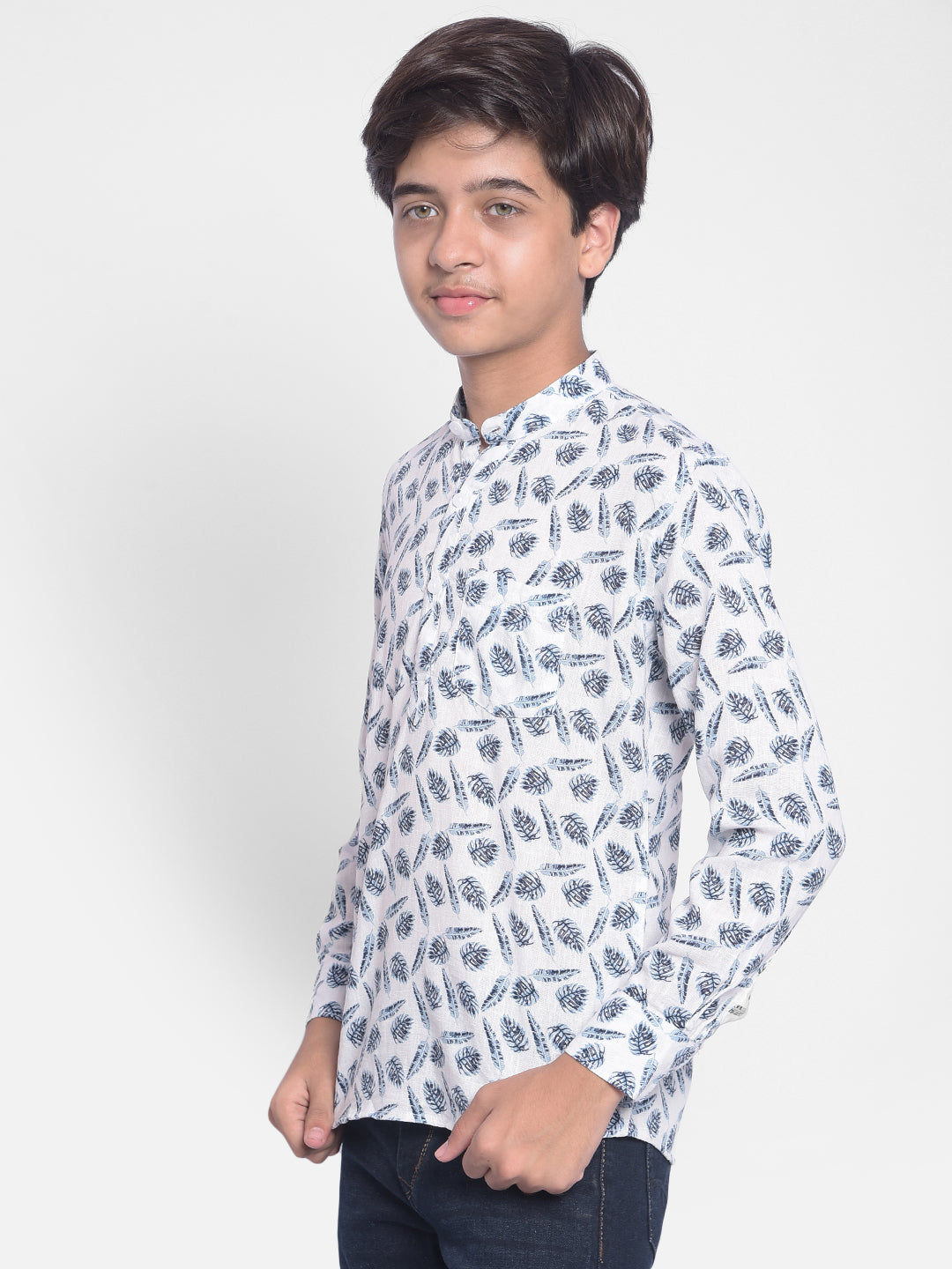 Blue Floral Kurta-Boys Kurta-Crimsoune Club