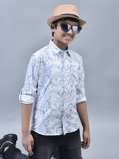 Blue Printed Shirt-Boys Shirts-Crimsoune Club