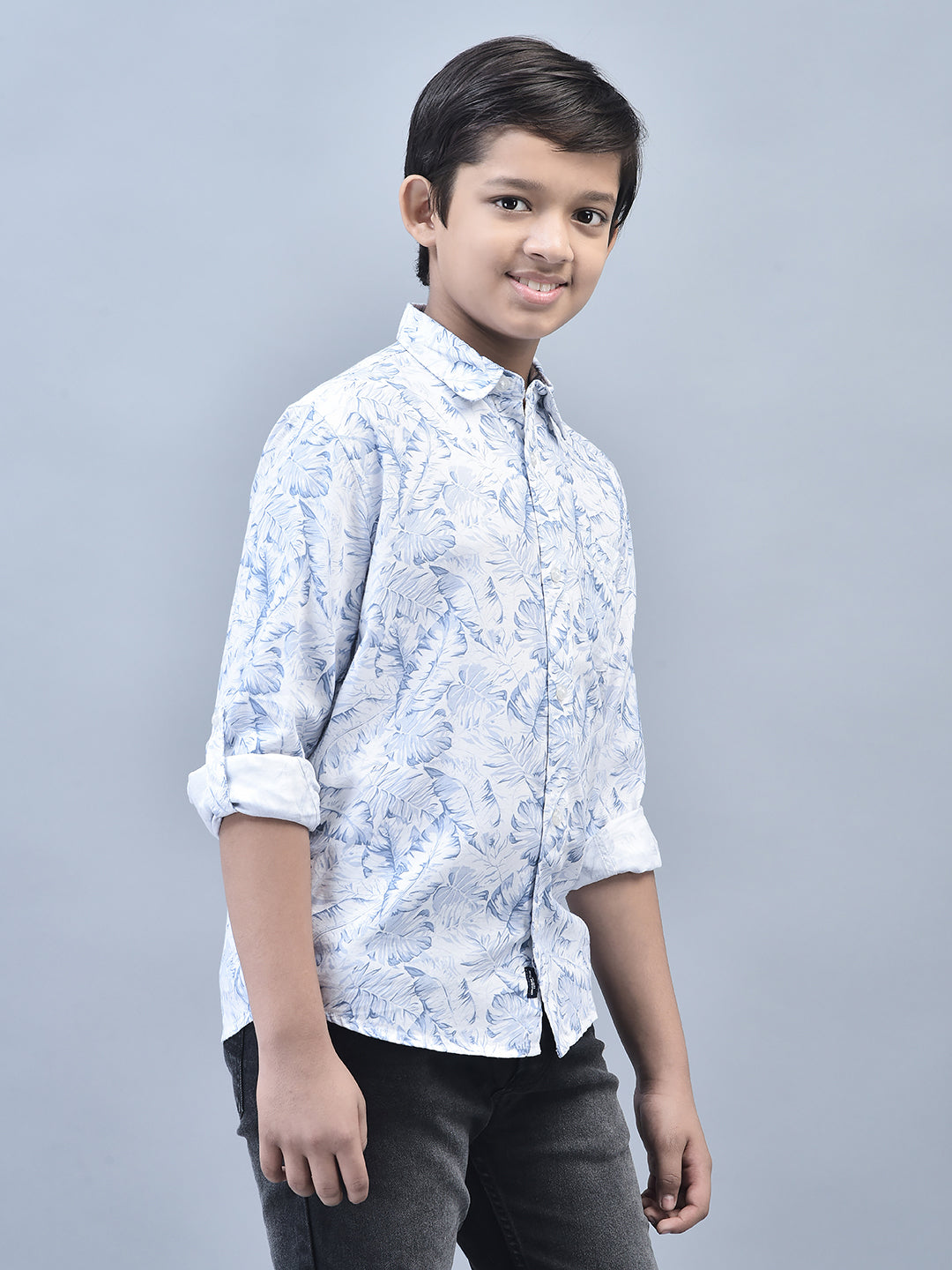 Blue Printed Shirt-Boys Shirts-Crimsoune Club