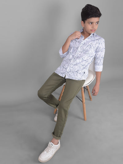 White Floral Shirt-Boys Shirts-Crimsoune Club