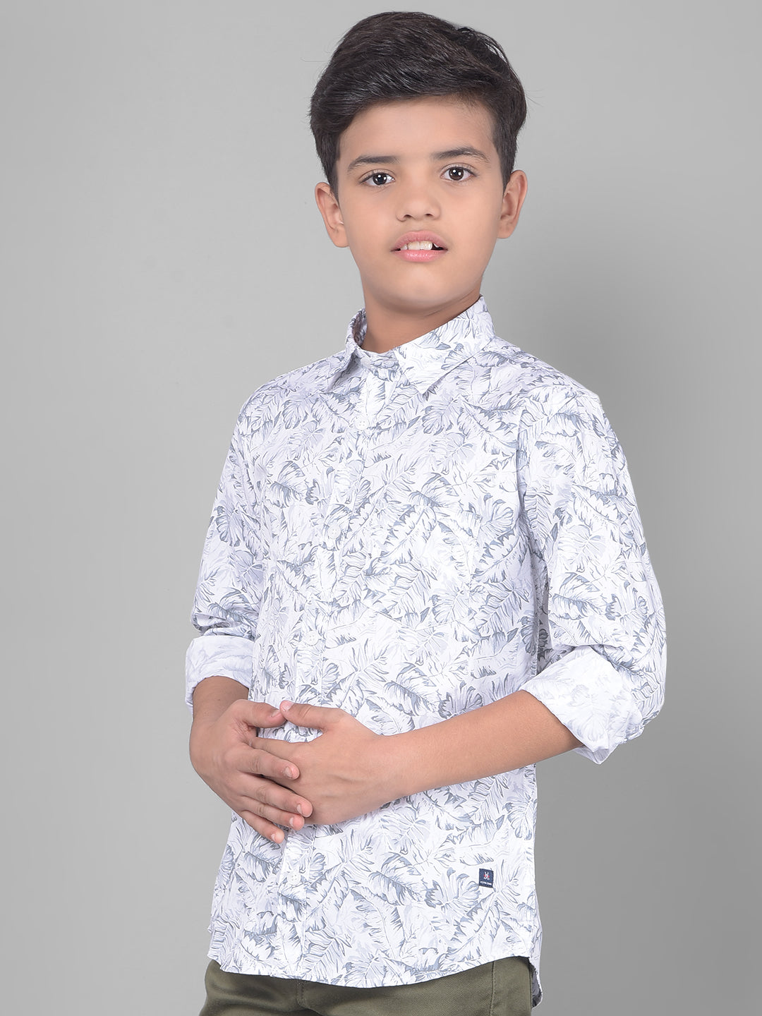 White Floral Shirt-Boys Shirts-Crimsoune Club