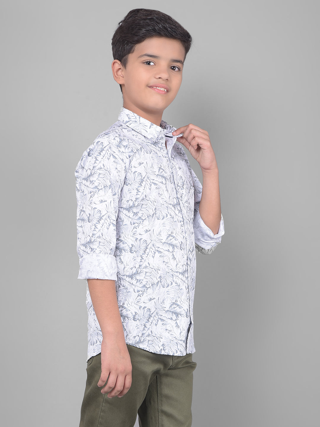 White Floral Shirt-Boys Shirts-Crimsoune Club