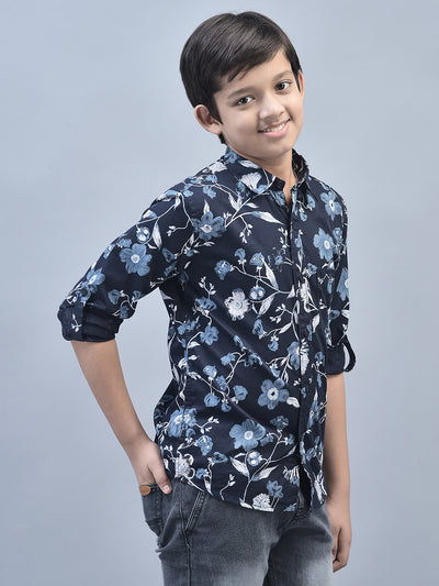 Blue Printed Shirt-Boys Shirts-Crimsoune Club