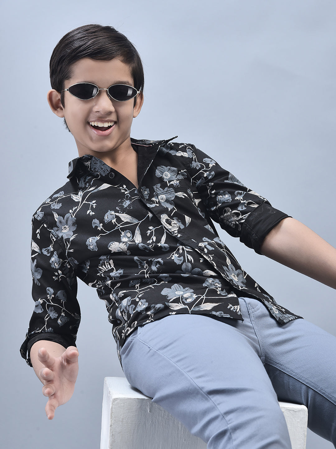 Black Printed Shirt-Boys Shirts-Crimsoune Club