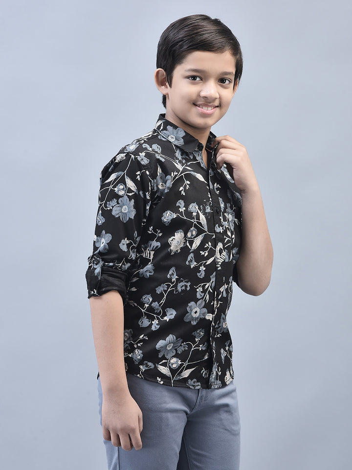 Black Printed Shirt-Boys Shirts-Crimsoune Club