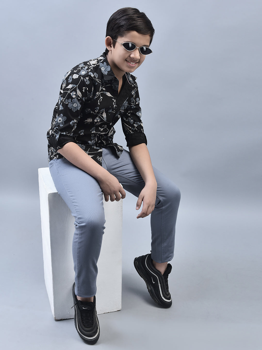 Black Printed Shirt-Boys Shirts-Crimsoune Club