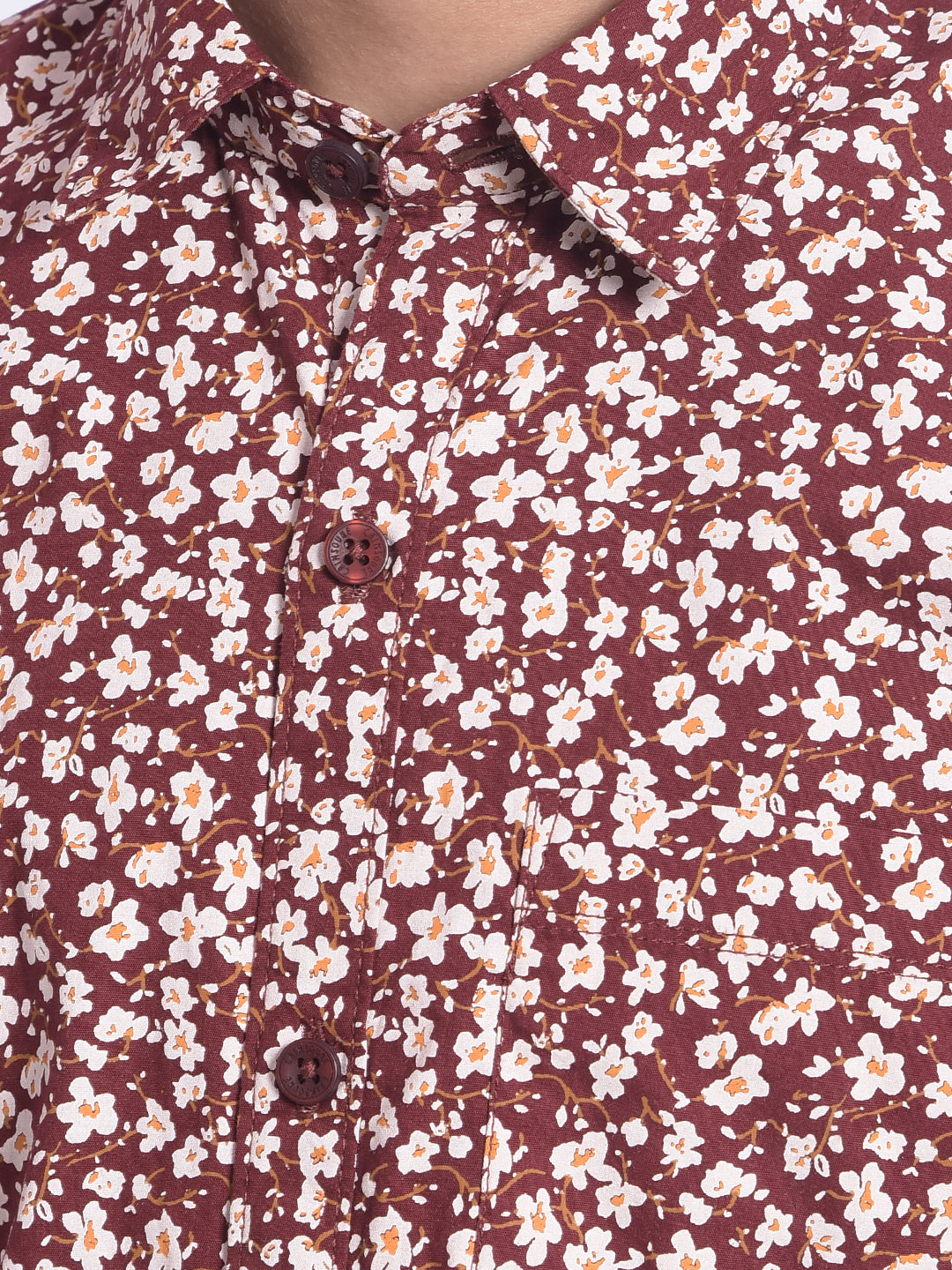 Maroon Floral Shirt-Boys Shirts-Crimsoune Club