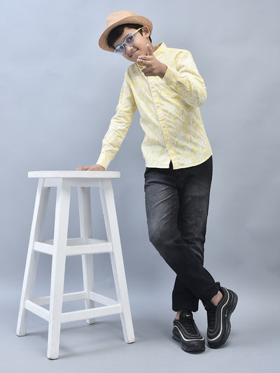 Yellow Printed Shirt-Boys Shirts-Crimsoune Club