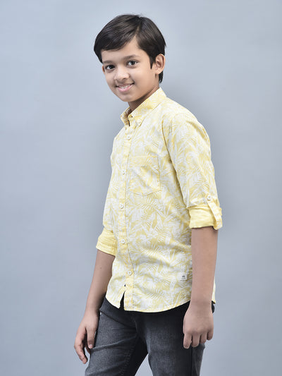 Yellow Printed Shirt-Boys Shirts-Crimsoune Club