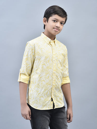 Yellow Printed Shirt-Boys Shirts-Crimsoune Club