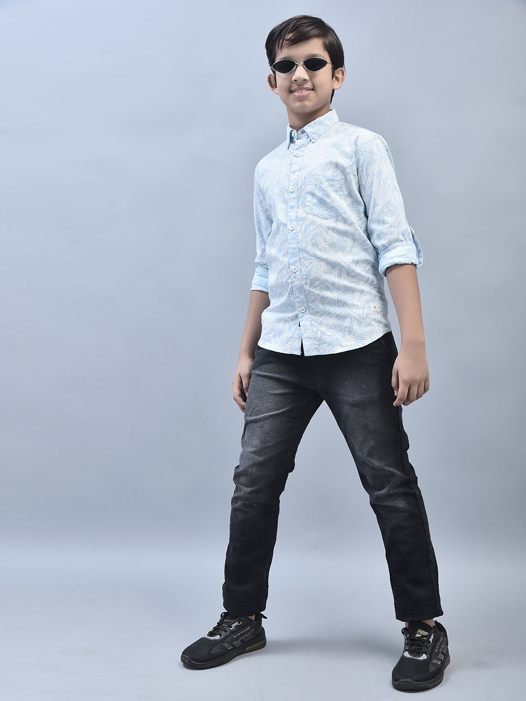 Blue Printed Shirt-Boys Shirts-Crimsoune Club