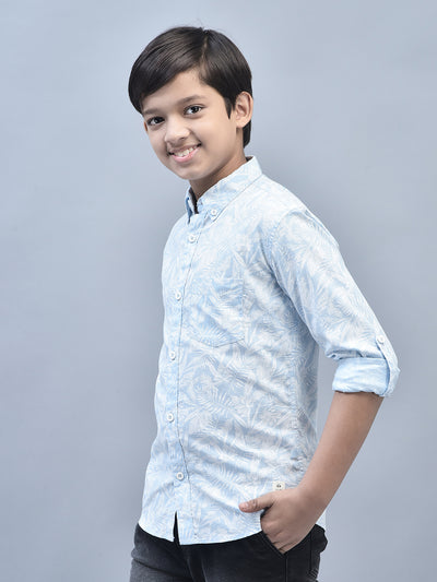 Blue Printed Shirt-Boys Shirts-Crimsoune Club