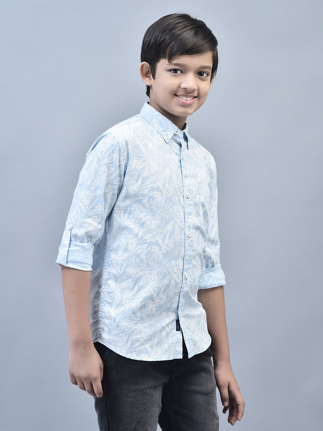 Blue Printed Shirt-Boys Shirts-Crimsoune Club